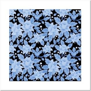 Blue floral pattern Posters and Art